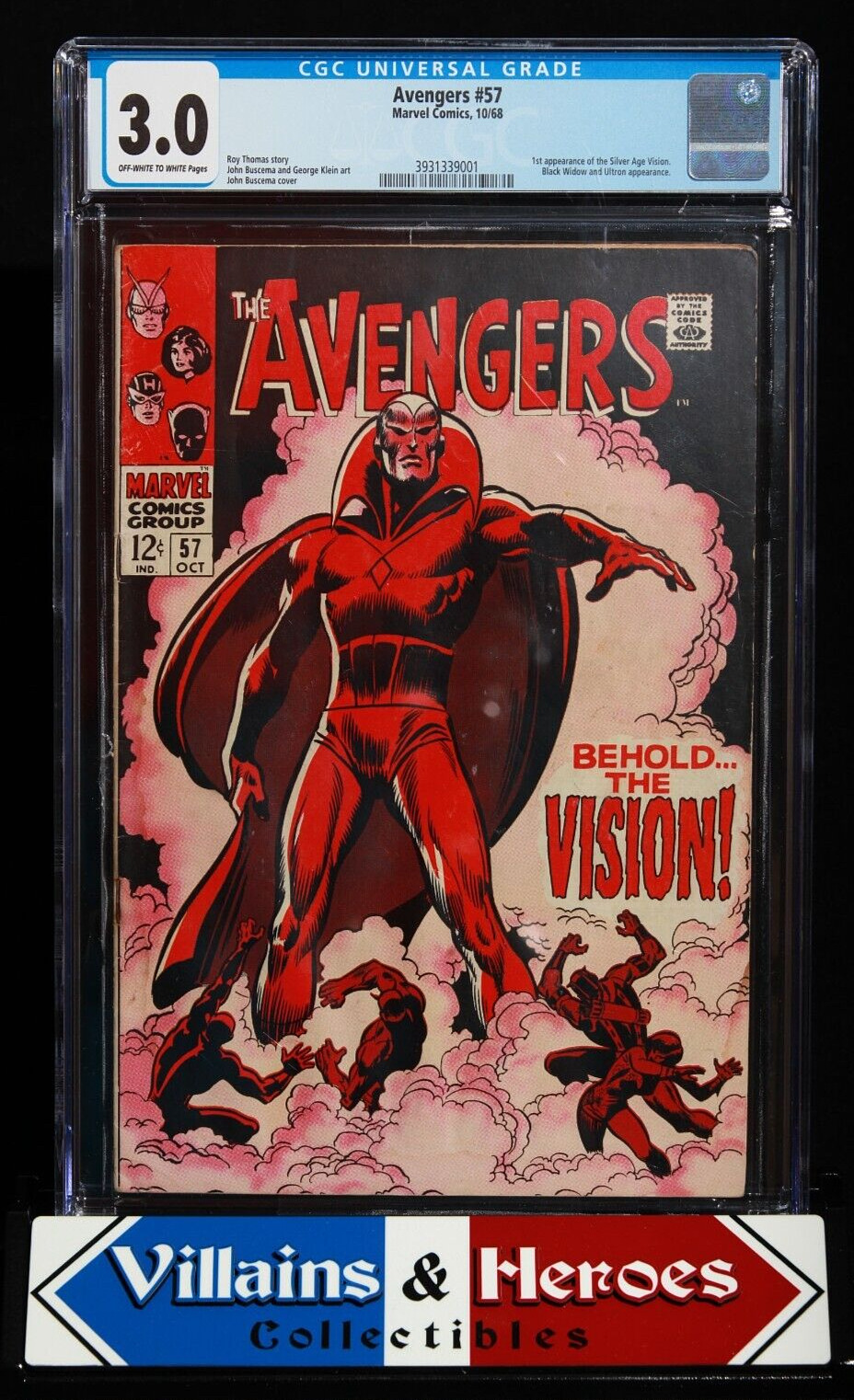 Avengers #57 ~ CGC 3.0 ~ 1st Silver Age Vision ~ Marvel Comics (1968)