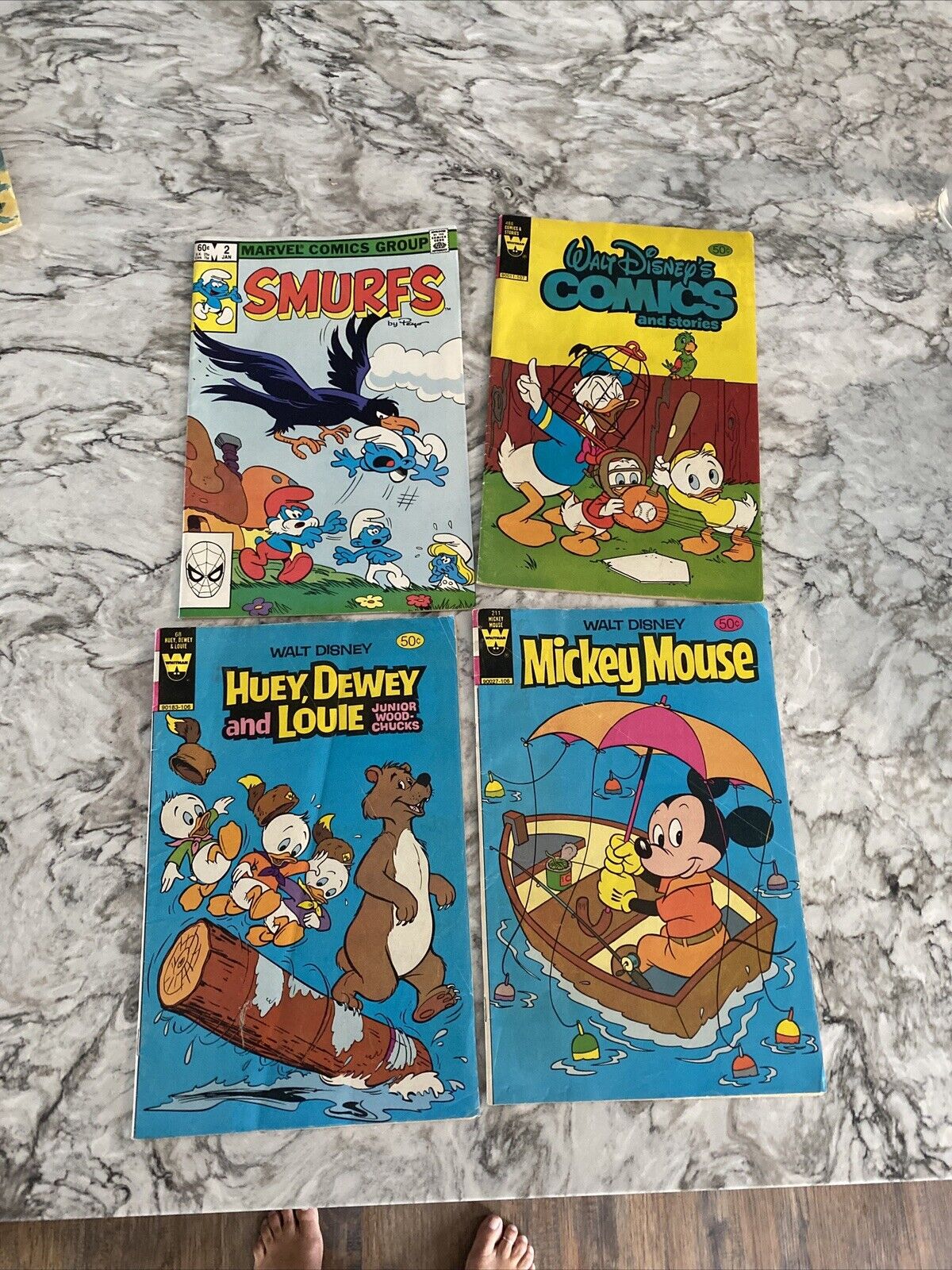 Walt Disney\'s MICKEY MOUSE Lot of 3 + Marvel Smurf Comic Books