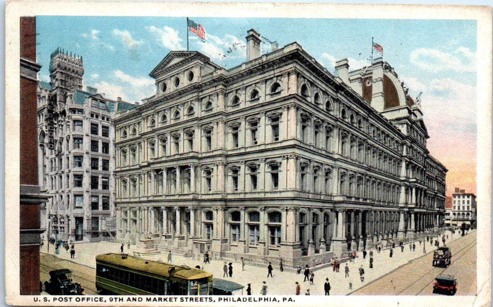 U.S. Post Office, 9th and Market Street, Philadelphia, Pa. Postcard c1917