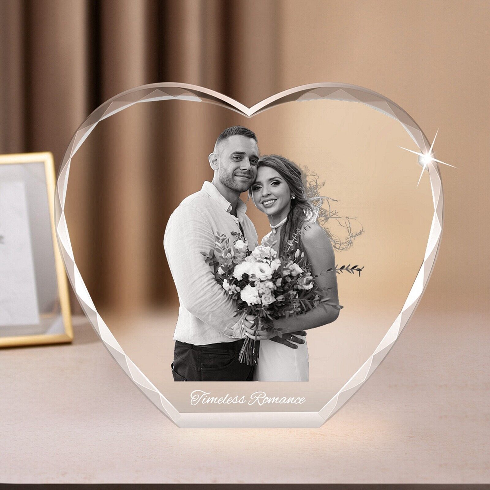 Personalized 3D Crystal Photo Gift Heart  Birthday Anniversary Mother's Day Gift