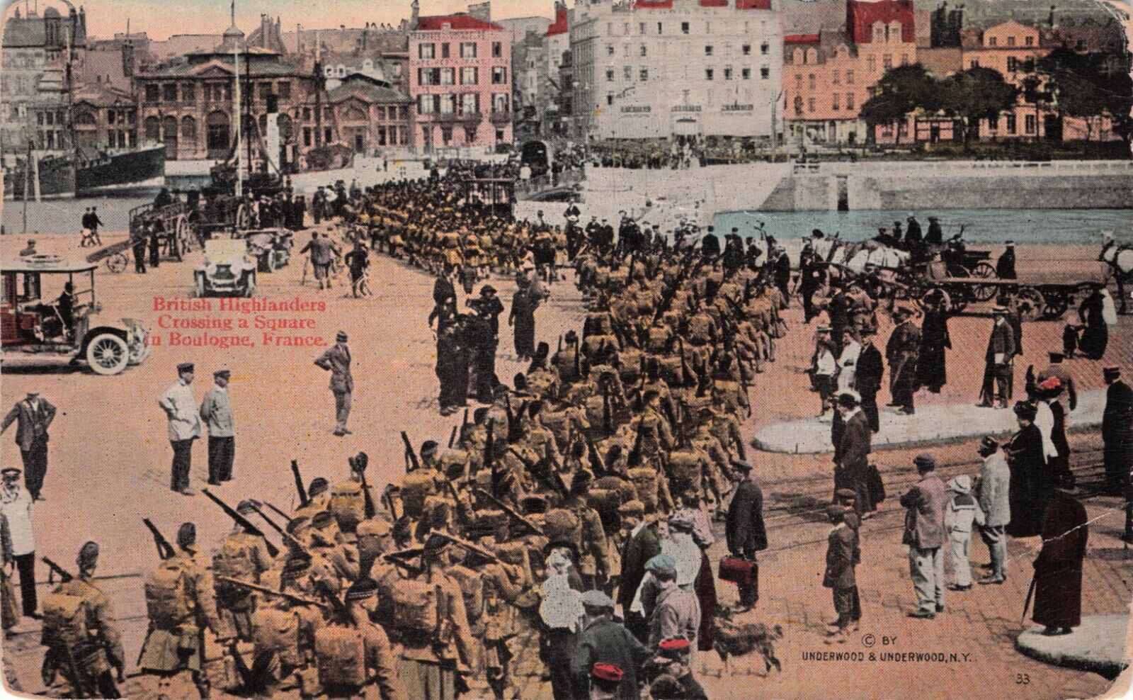 Argyll & Sutherland Highlanders Crossing Square Boulogne France Postcard  1915