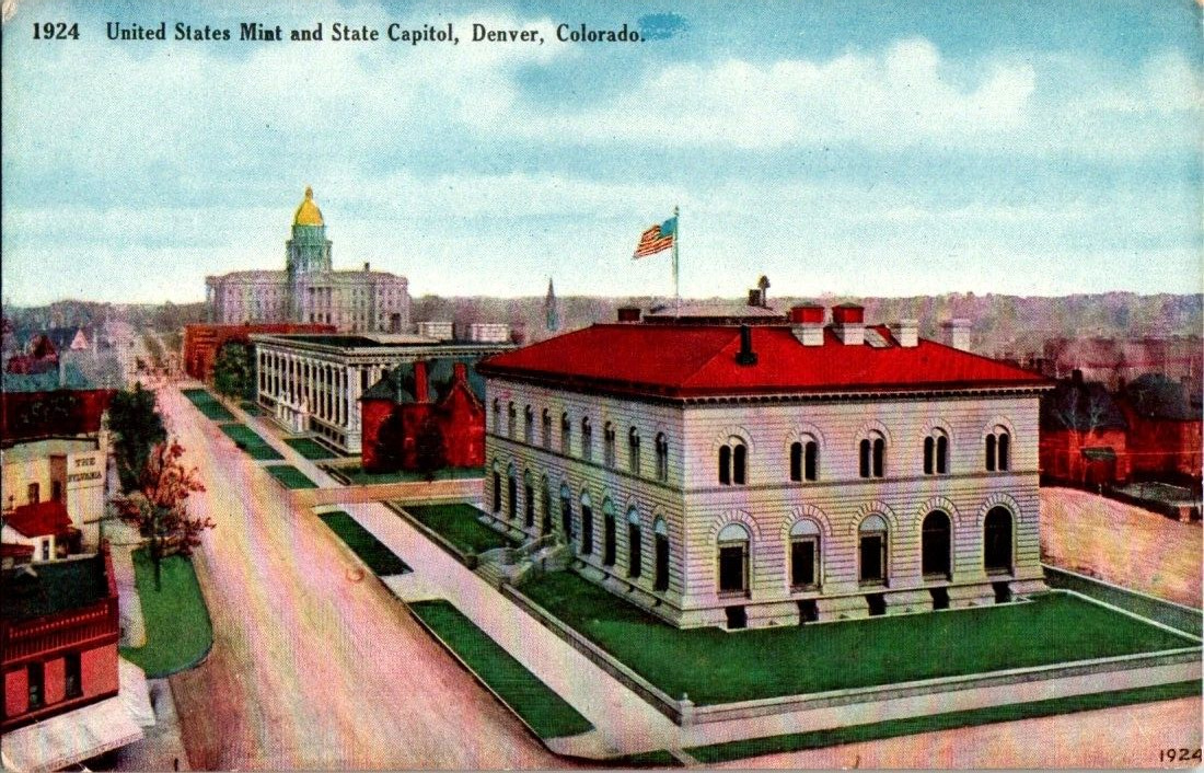 Vtg Post Card 1924 United States Mint & State Capitol Denver Colorado Unposted