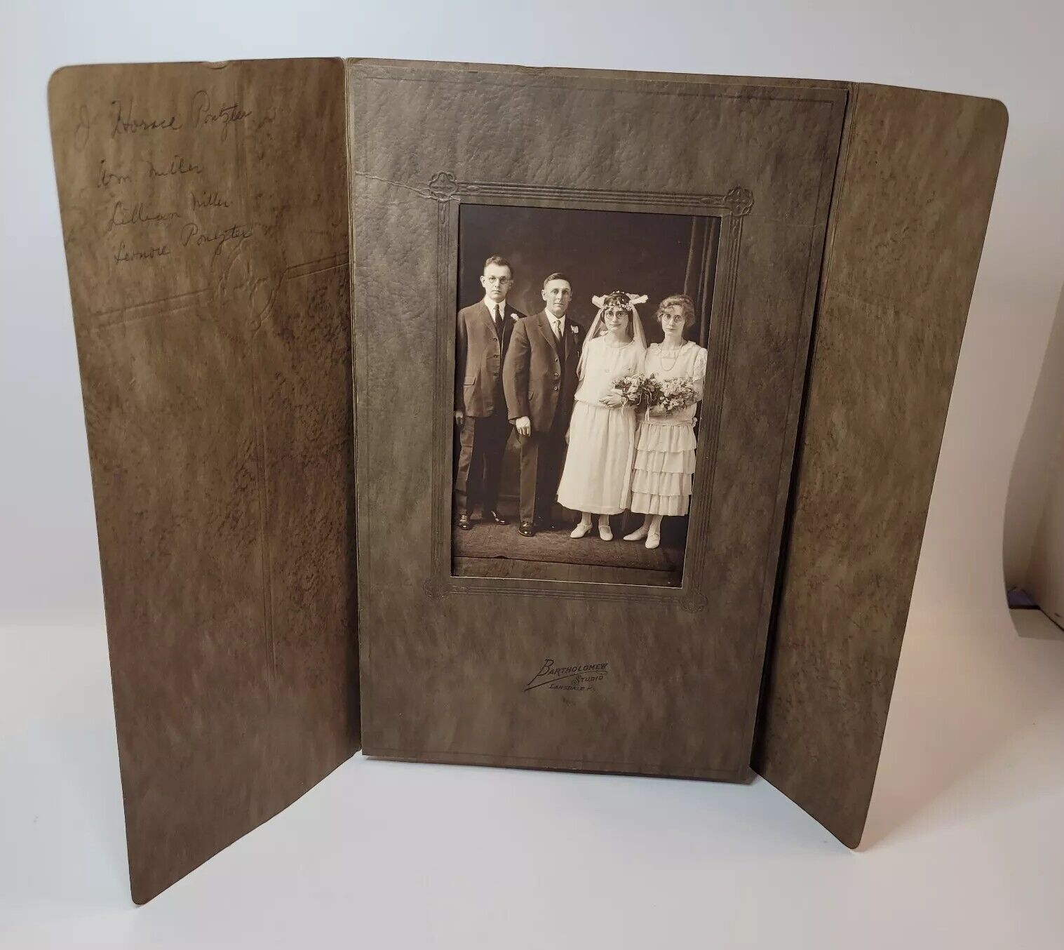 Antique 1920s Wedding Party Photo Bride Groom Attendents Horned Rim Glasses PA 
