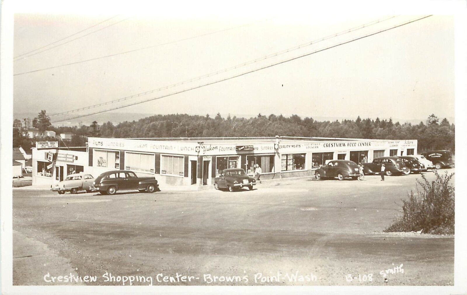 1930s RPPC Postcard Crestview Shopping Center, Brown\'s Point WA Smith B-108