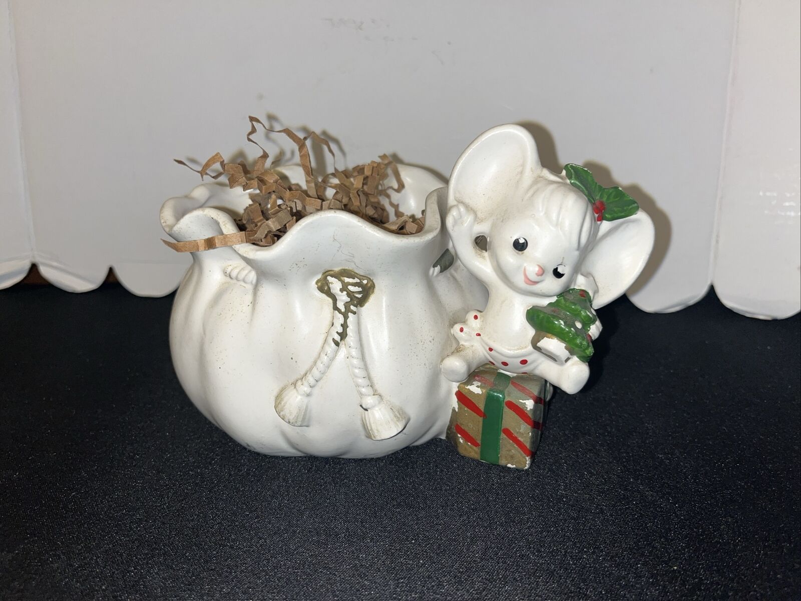 Vintage 1950’s NAPCO Napcoware Christmas Mouse Planter/Candy Bowl # 9599