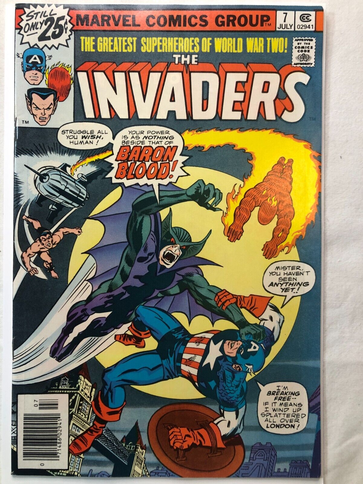 Invaders #7 July 1976 1st Appearance Union Jack Key Issue Vintage Marvel Nice