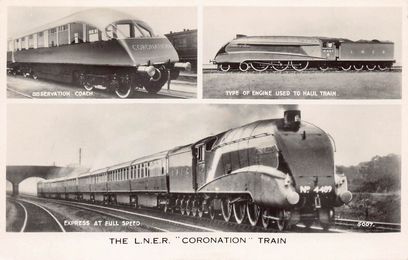 RPPC Railroad LNER Coronation Train Photo London Queen Elizabeth Postcard C54