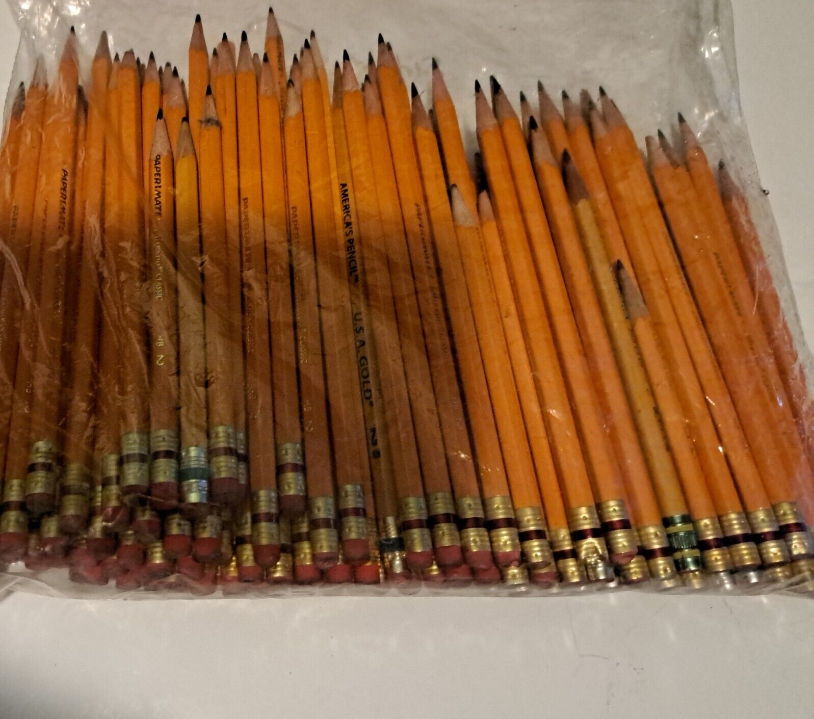 Vtg Large Lot  No. 2 Pencils Varity 76 with erasers Used 