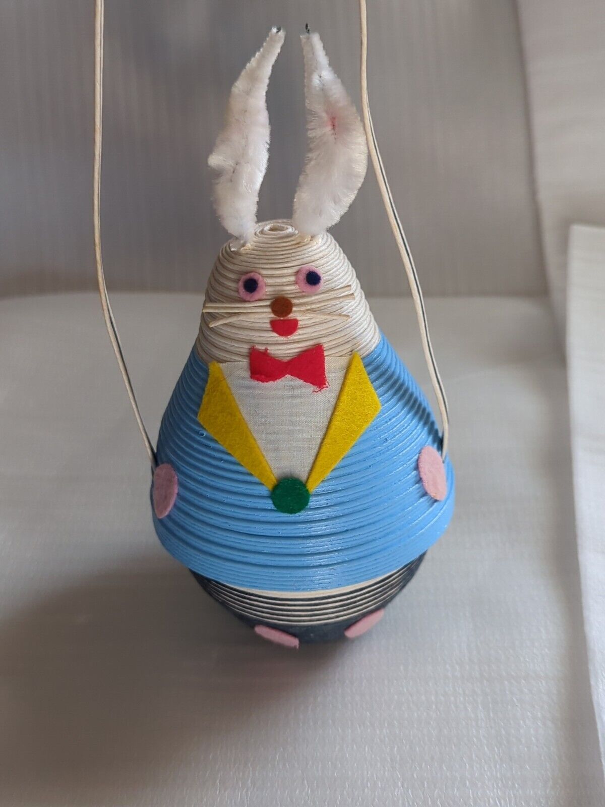 Vintage Easter Bunny Basket,  6” Tall Without Counting Handle - Hand Made