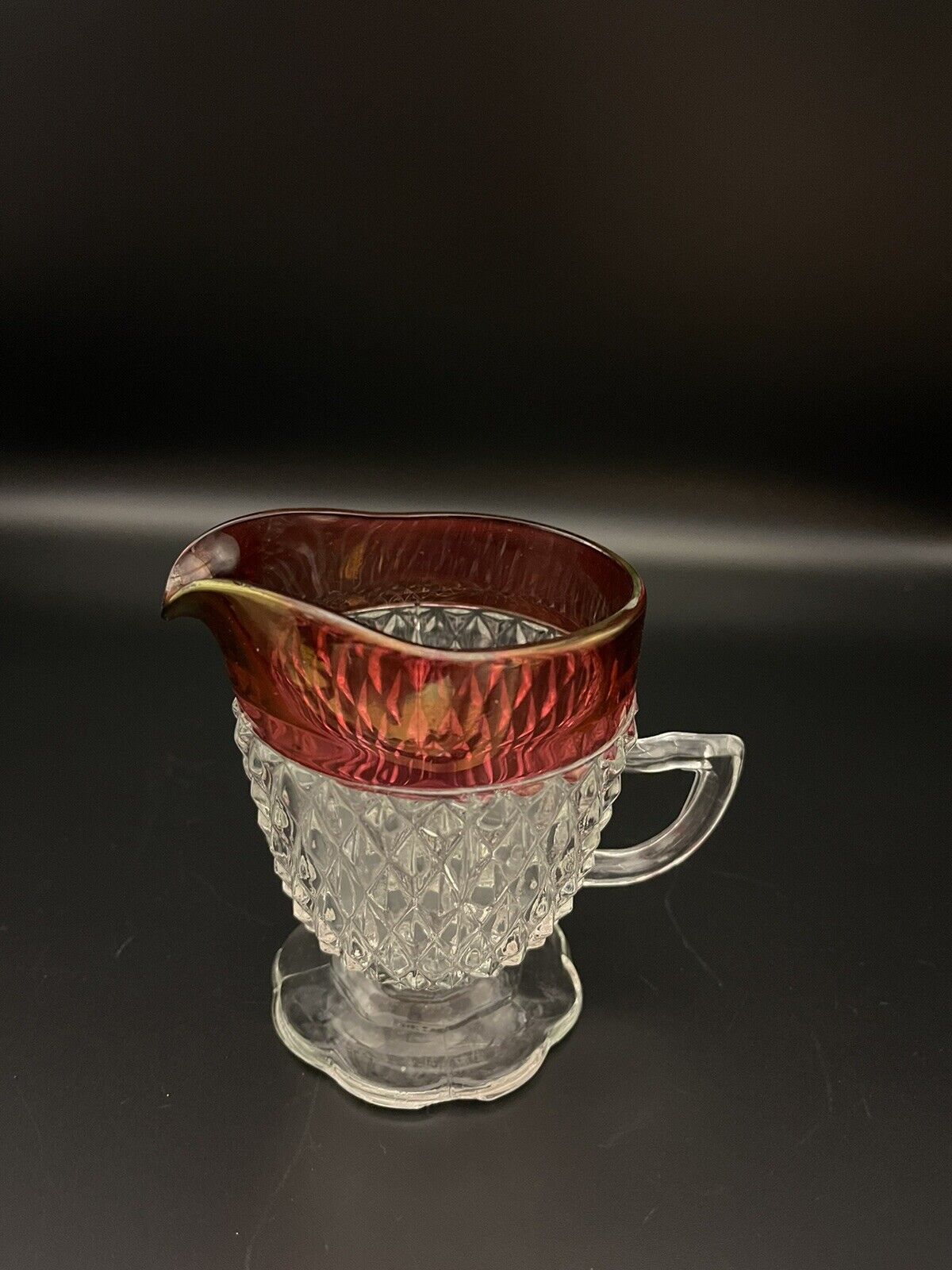 Creamer~ Ruby Red Flashed Diamond Point Franciscan