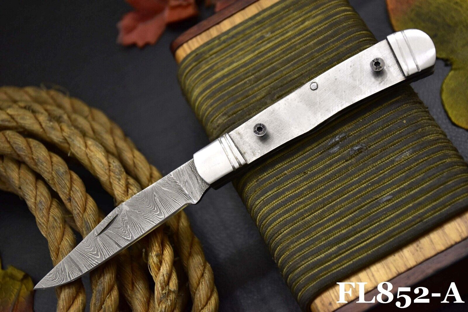 Custom Hand Forged Damascus Steel Blank Blade Folding Knife Handmade (FL852-A)