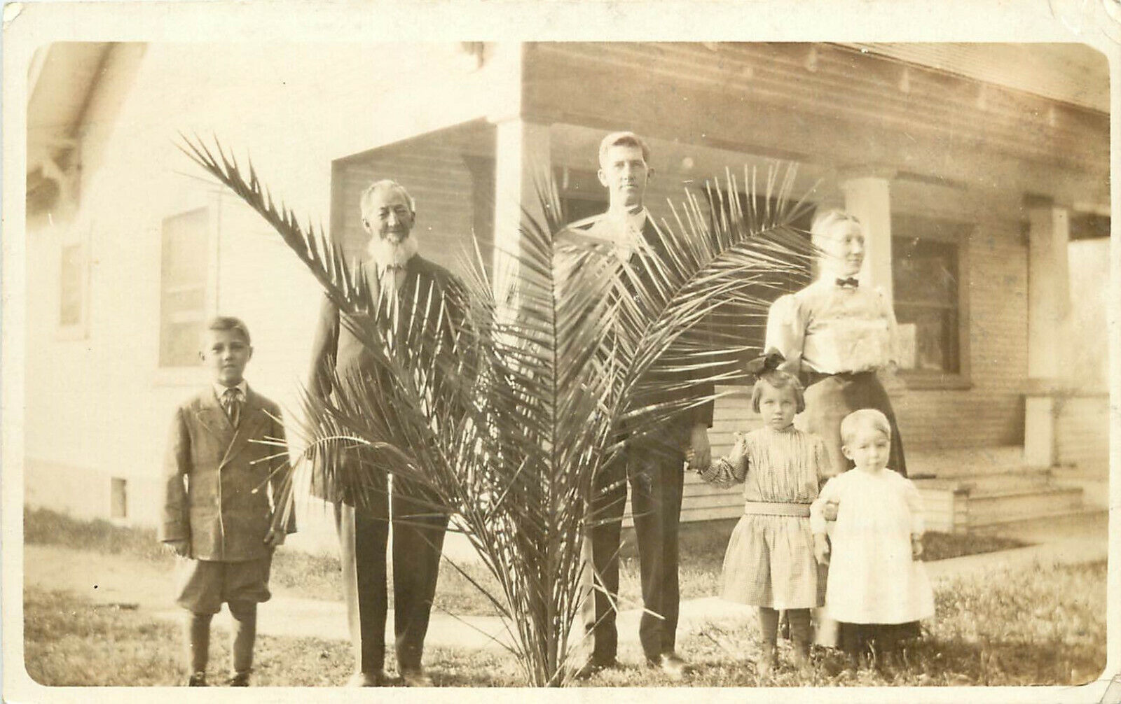 RPPC Postcard Showalter Family in Front of Their House Glendora CA