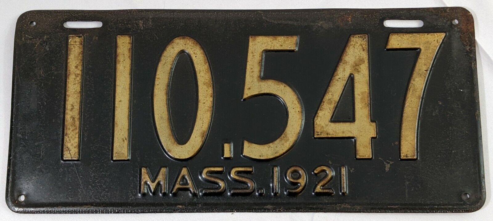Vintage 1921 Massachusetts Automobile License Plate Number 110.547 Collectible
