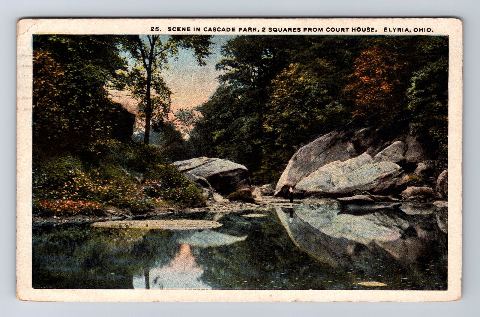 Elyria OH-Ohio, Scene In Cascade Park, Antique, Vintage c1924 Postcard