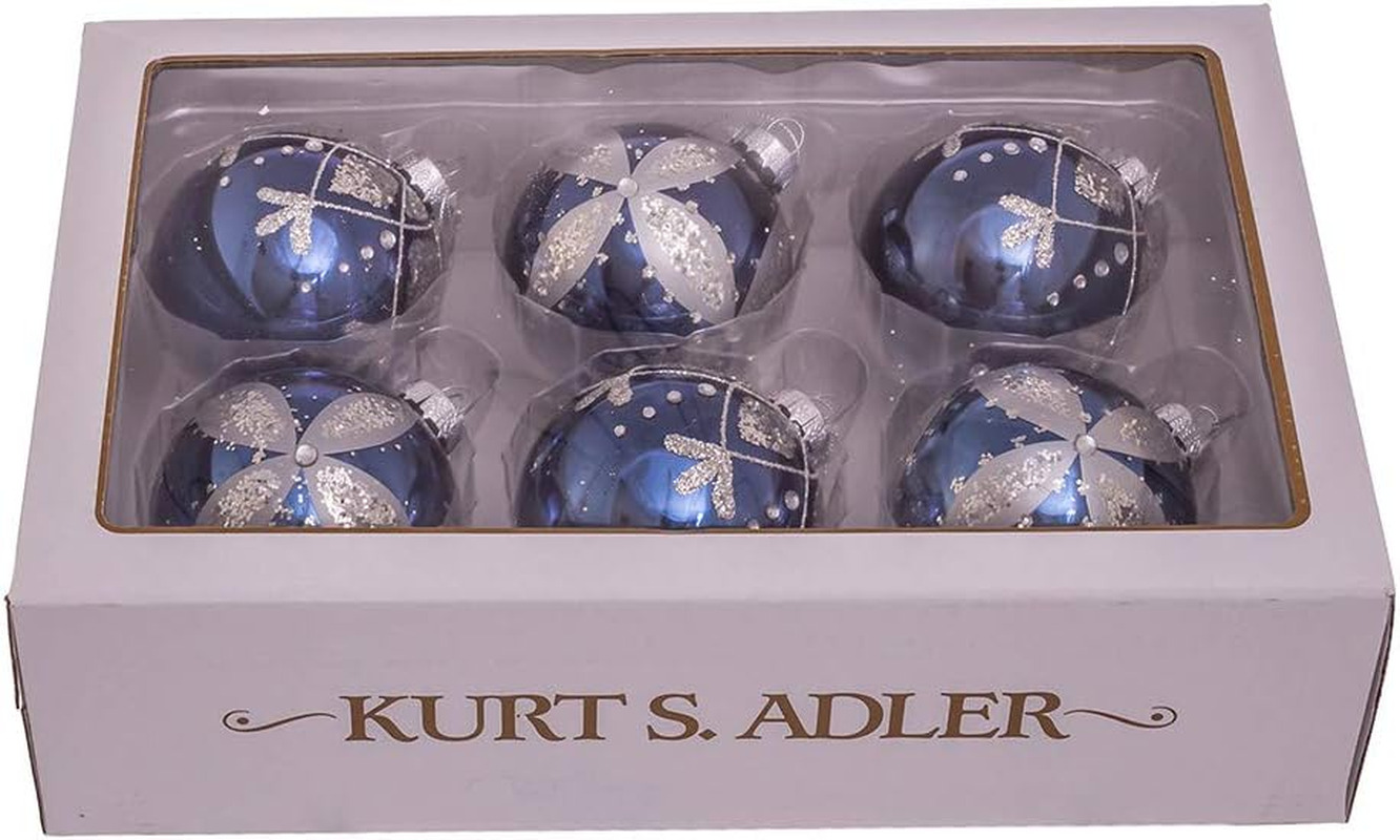 80MM Navy Blue Glass Ball Ornaments, 6-Piece Set