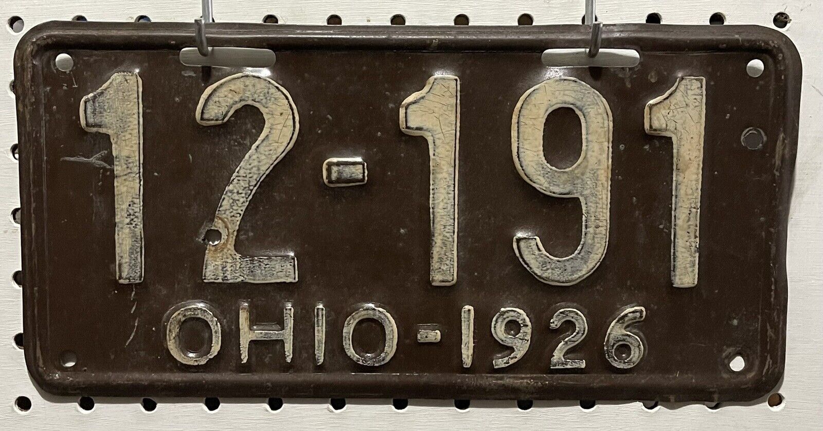 1926 Ohio OH License Plate Tag 12-191 All Original 6x12 **FREE SHIPPING**
