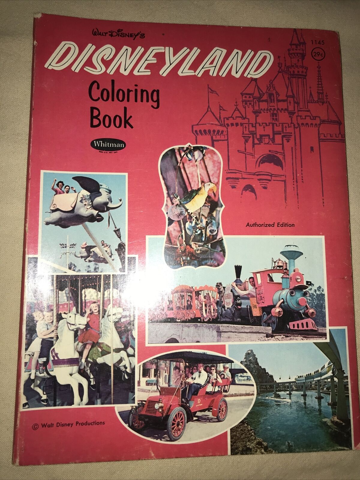 Vintage 1965 Walt Disney\'s DISNEYLAND COLORING BOOK Unused Whitman 1145 