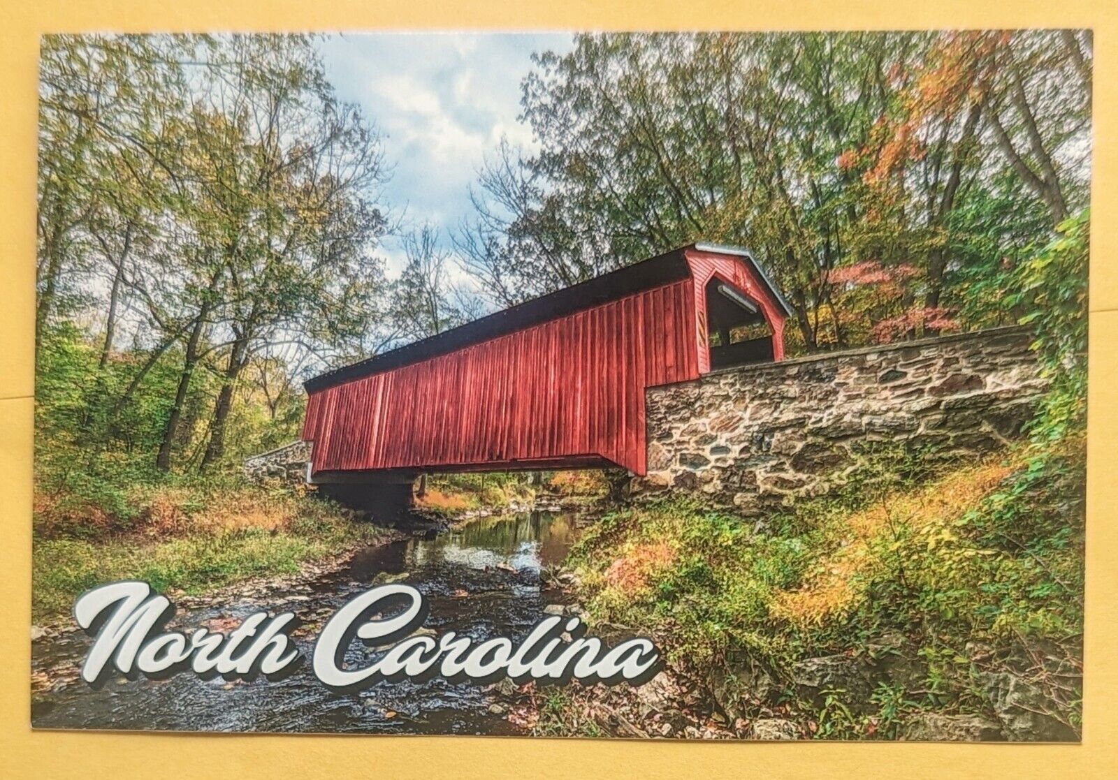 Postcard NC: Covered Bridge. North Carolina 