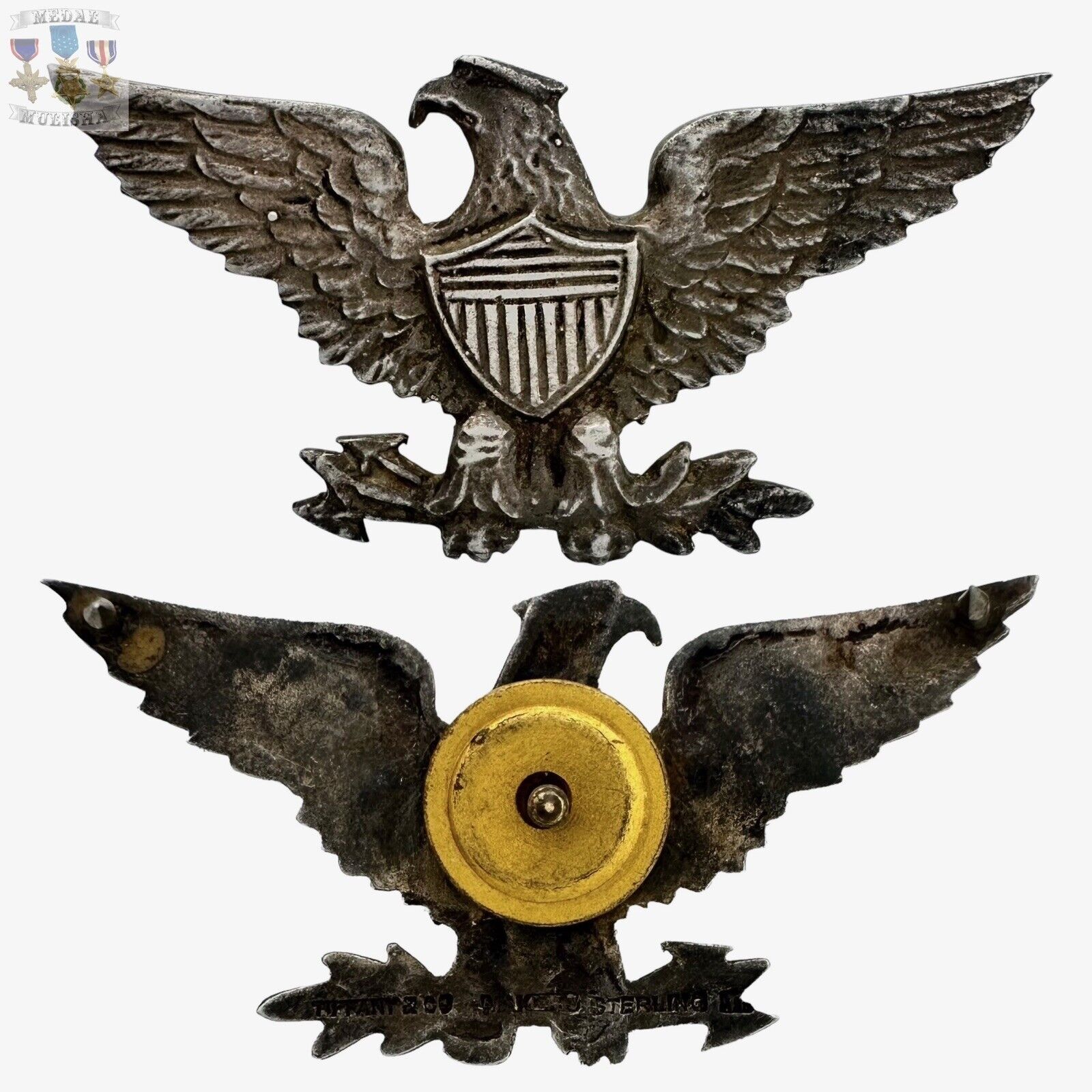 TIFFANY & CO. WWI U.S. ARMY USMC COLONEL WAR 🦅 EAGLE INSIGNIA STERLING SILVER