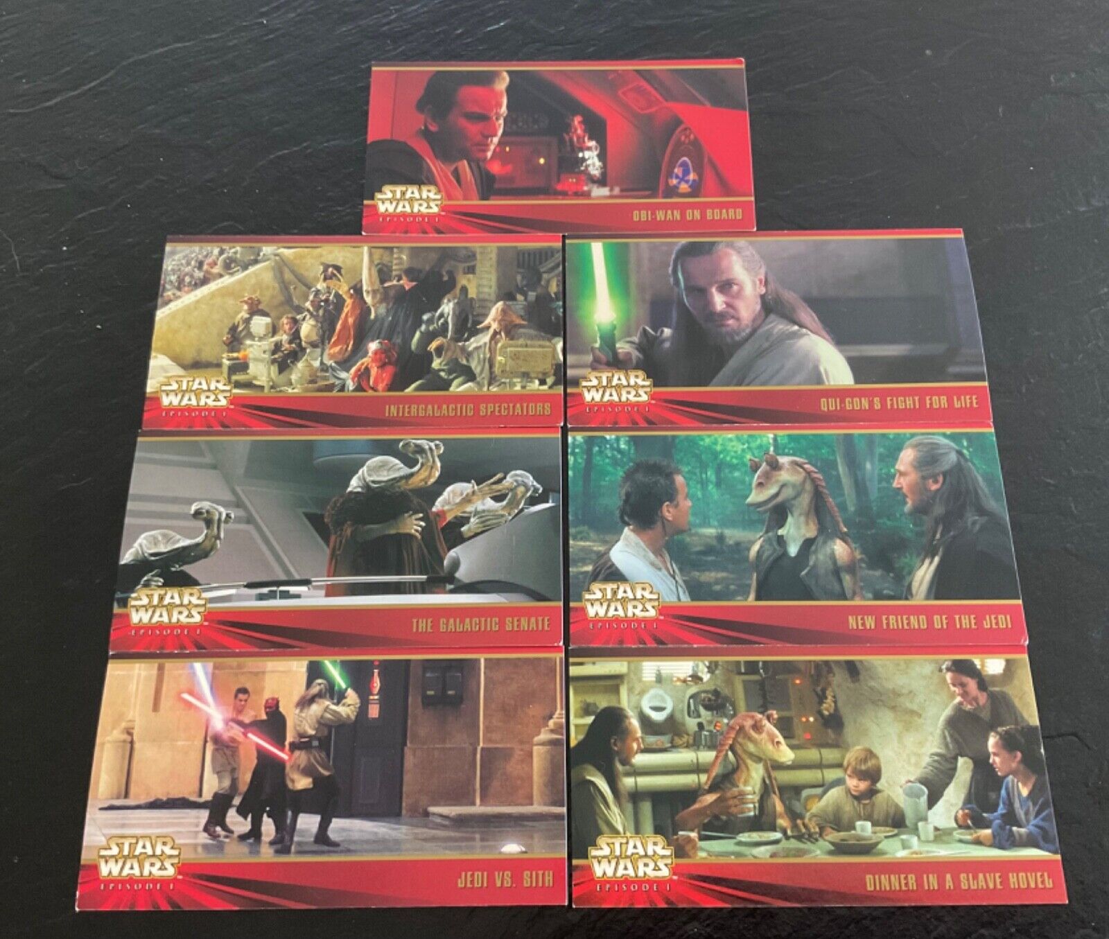Lot of 7 STAR WARS Episode 1 WIDEVISION TRADING CARDS  #8-27-34-47-55-70-74