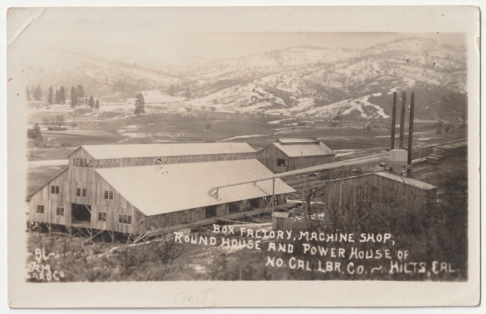 1909 Hilt CA Northern California Lumber Company Factory Siskiyou RPPC Postcard