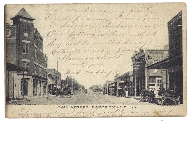 c1907 Main Street Carterville Missouri MO Albertype Undivided Back UDB Postcard