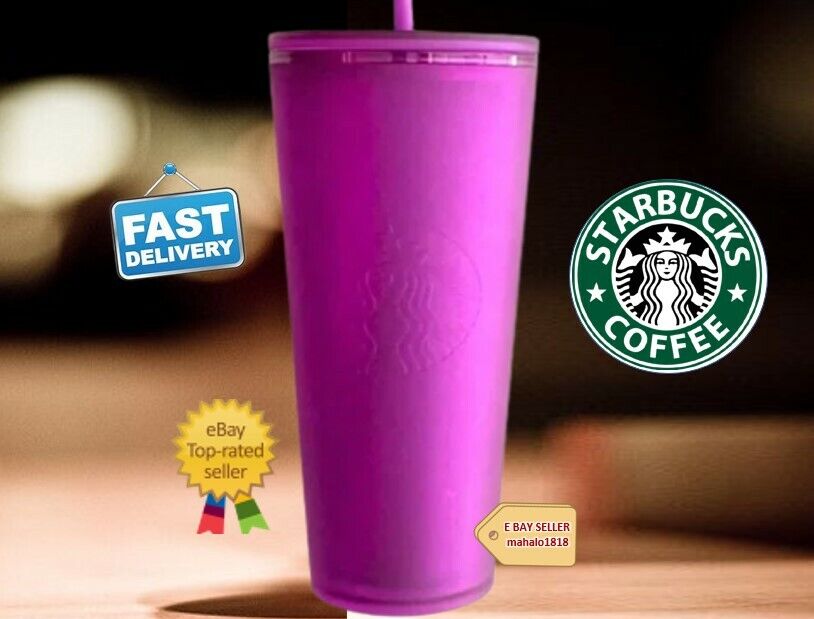 💜✨NEW Starbucks 2022 Neon Purple Soft Touch 24 oz Venti Tumbler
