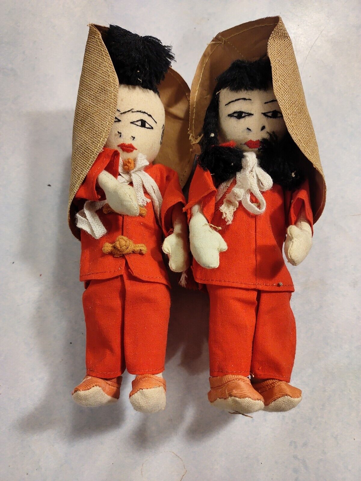 Vintage Matching Pair of Chinese Ada Lum dolls from Early 1900s W/Original Box 