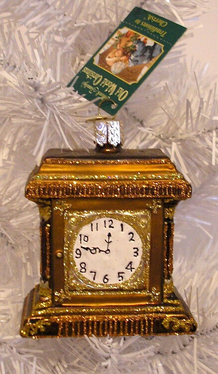 2008 OLD WORLD CHRISTMAS - MANTLE CLOCK - BLOWN GLASS ORNAMENT NEW W/TAG
