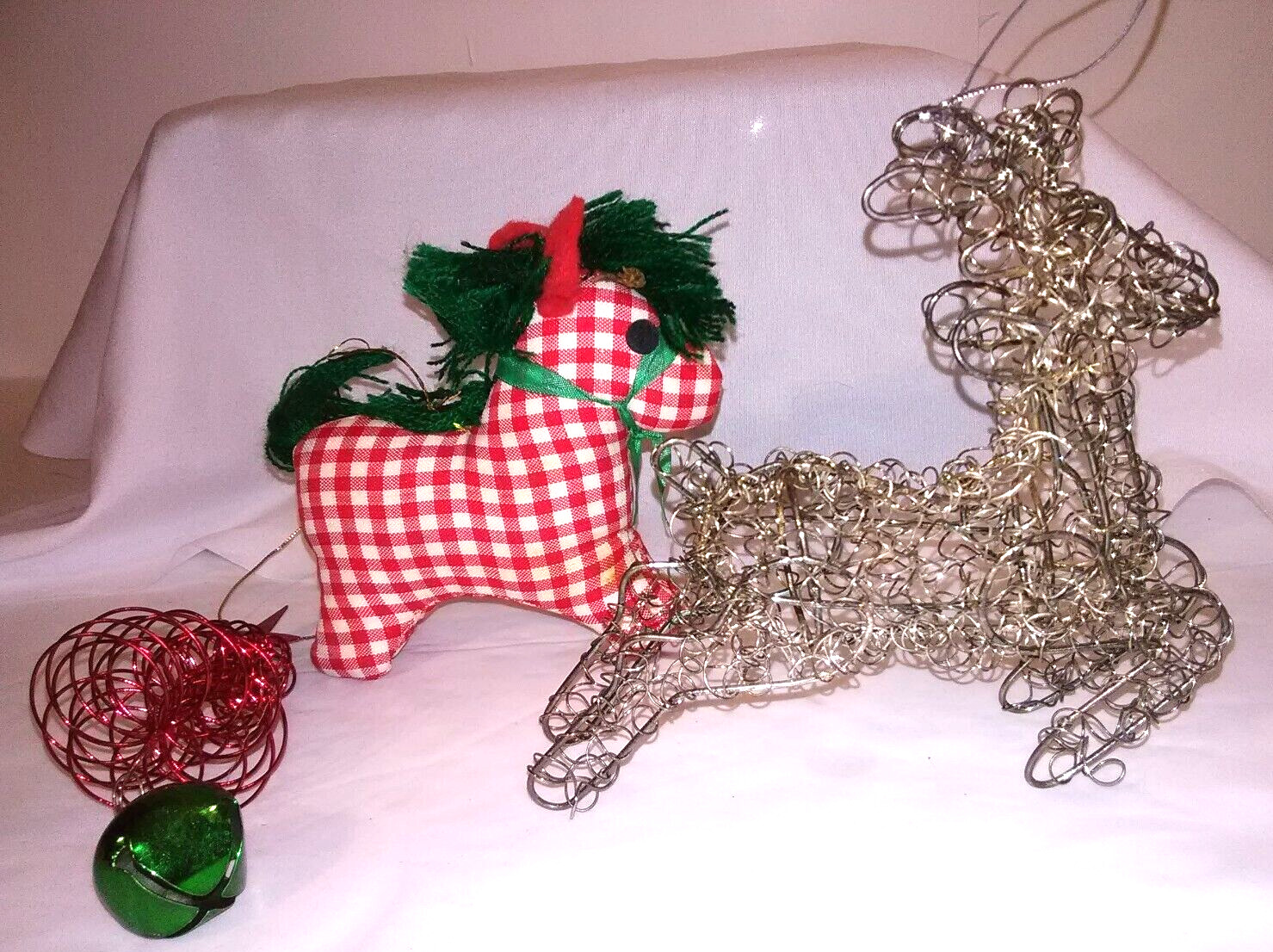 Vintage Christmas Ornaments Lot Red Green Horse Tree Reindeer  use wear