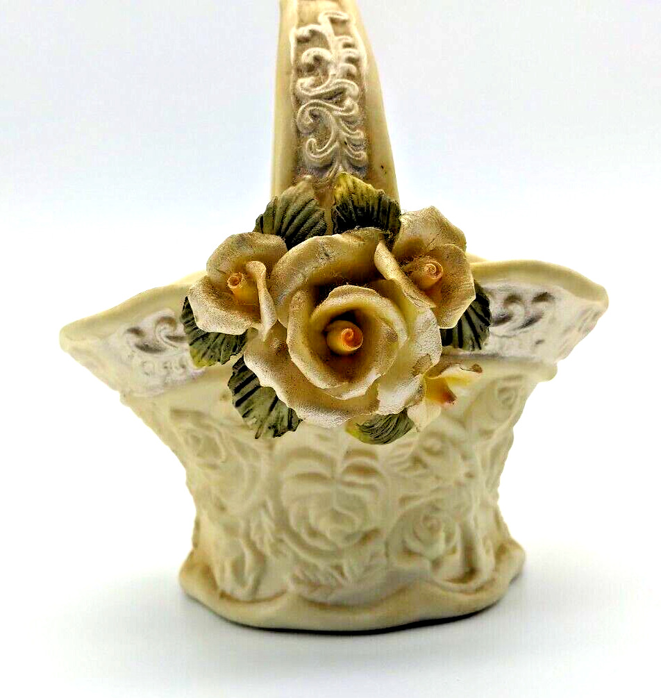 Vintage Bone China Floral Bouquet Easter Basket Ceramic-Porcelain Small -Unique