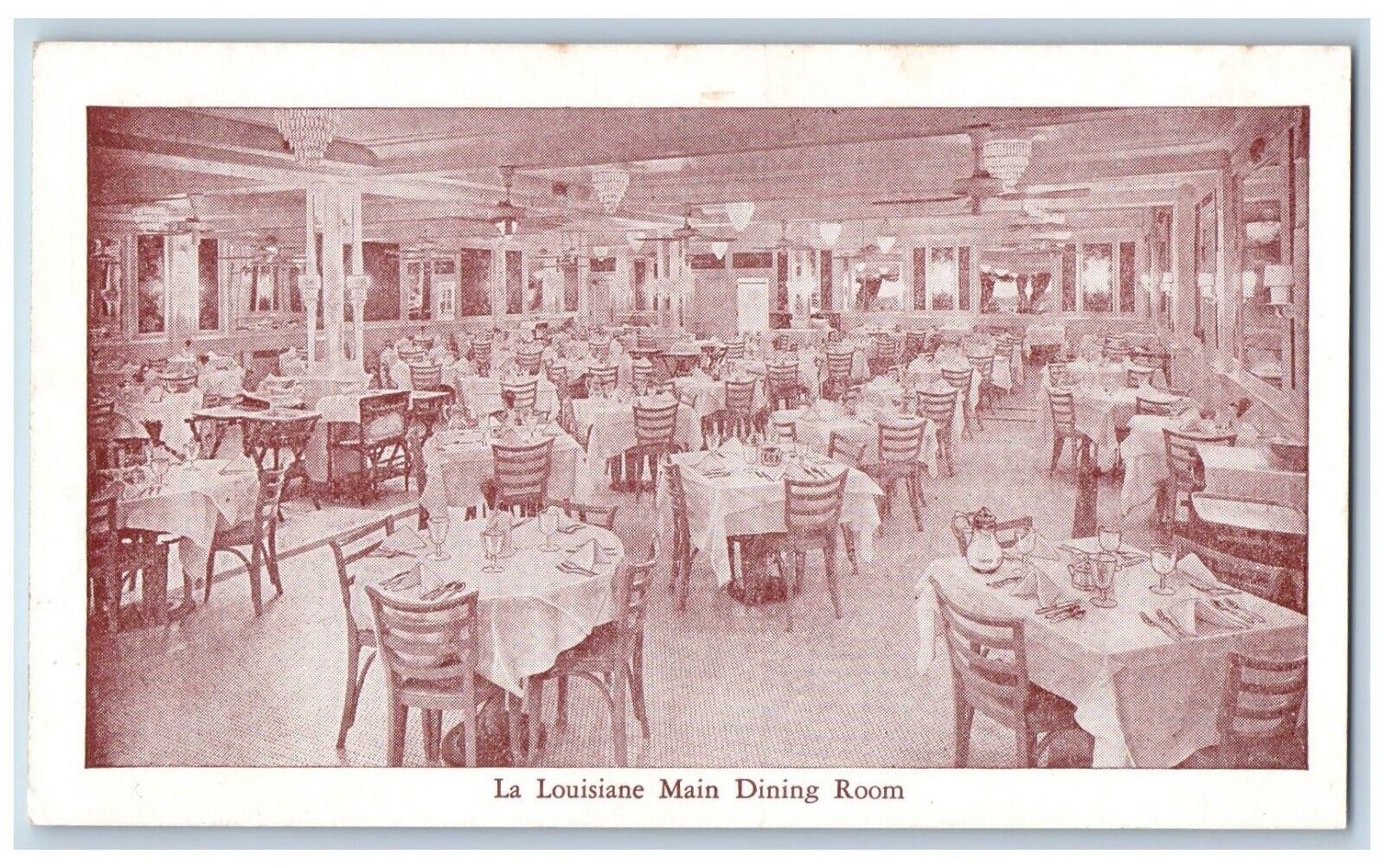 New Orleans Louisiana LA Postcard La Louisiane Main Dining Room c1940 Vintage