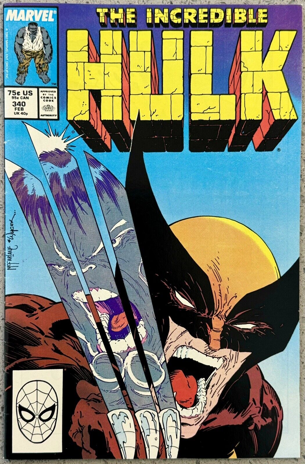 INCREDIBLE HULK #340 ☢️ Iconic Todd McFarlane Wolverine Cover Art SMASH SNIKT
