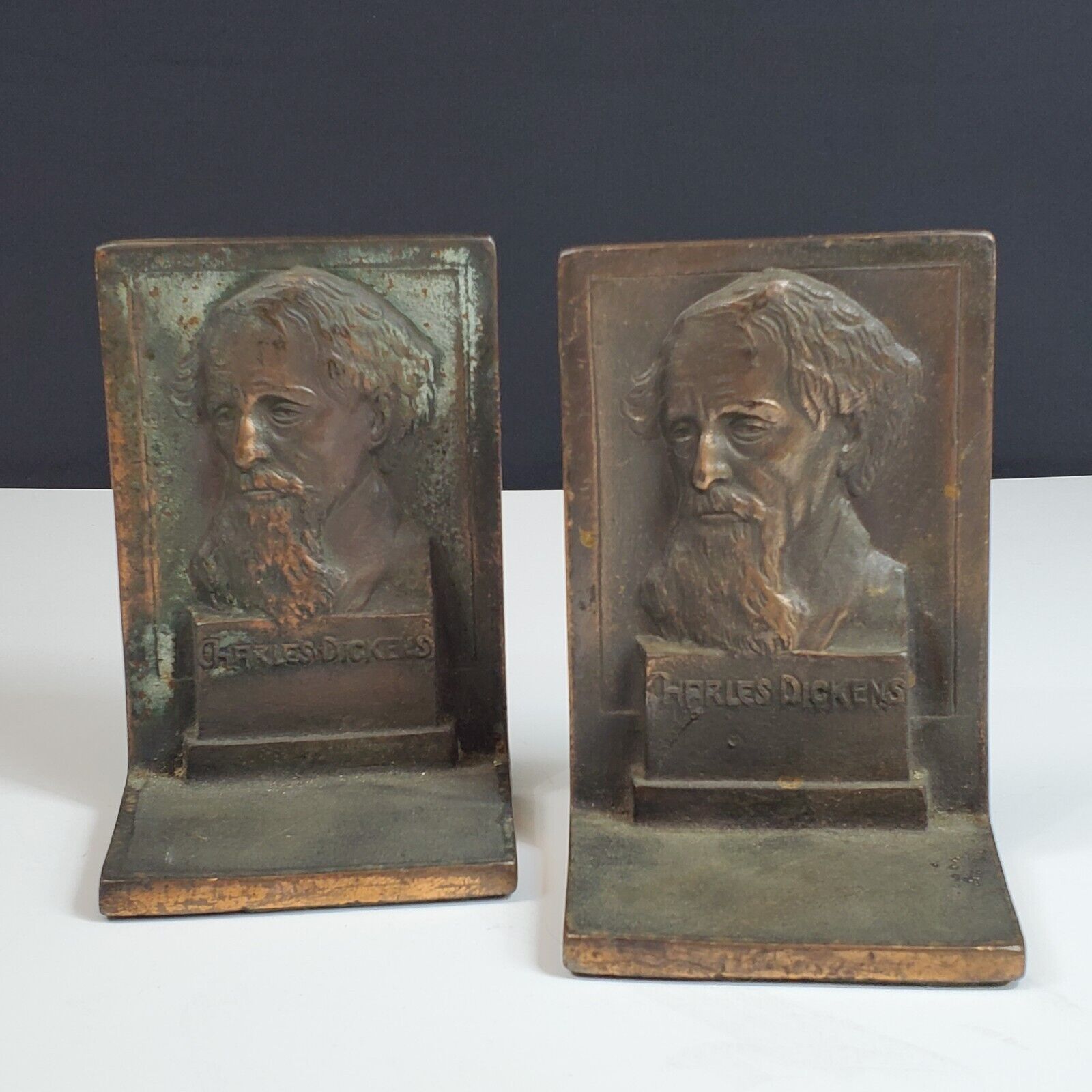 Charles Dickens  Bookends Solid Copper