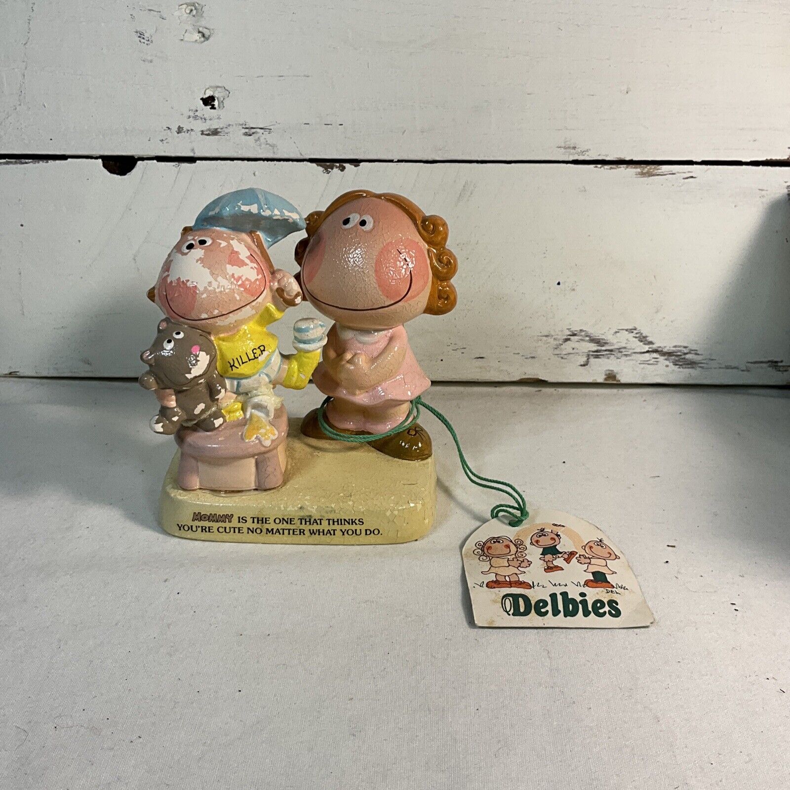 1982 Delbies Mommy thinks you’re cute Figurine w/ Tag Hallmark Enesco