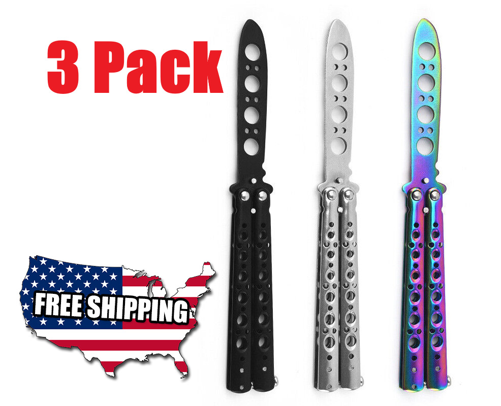 3 Pack Butterfly Training Dull Metal Knife Blade CSGO Practice Trainer Tool