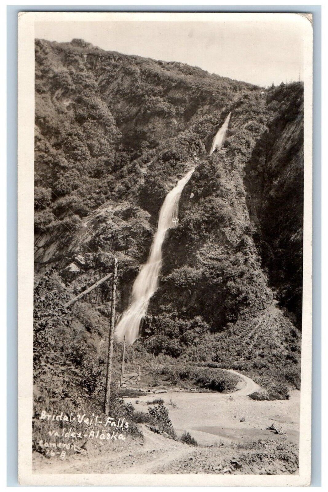 Valdez Alaska AK Postcard RPPC Photo Bridal Veil Falls Waterfall 1921 Vintage