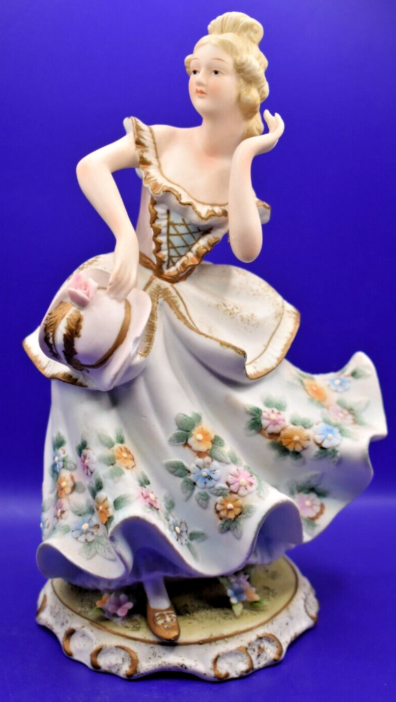 Lefton China Hand Painted Victorian Dancing Lady Figurine KW2077B