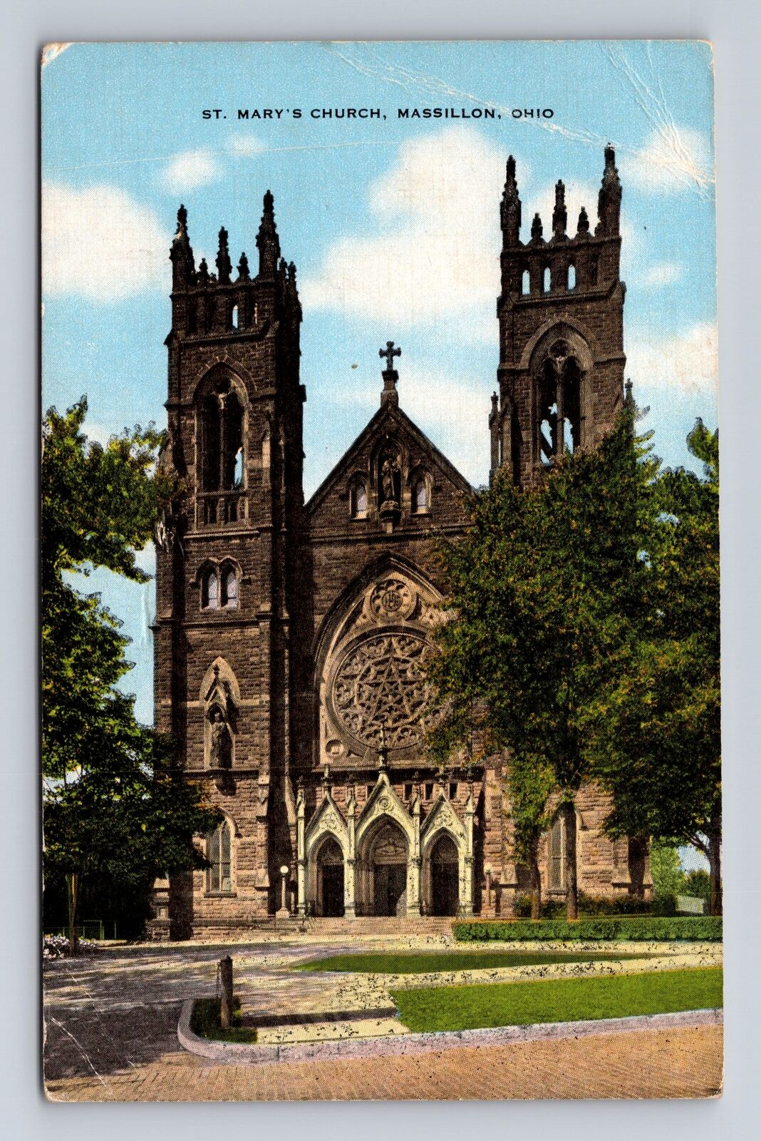 Massillon OH-Ohio, St Mary\'s Church, Antique, Vintage Souvenir Postcard