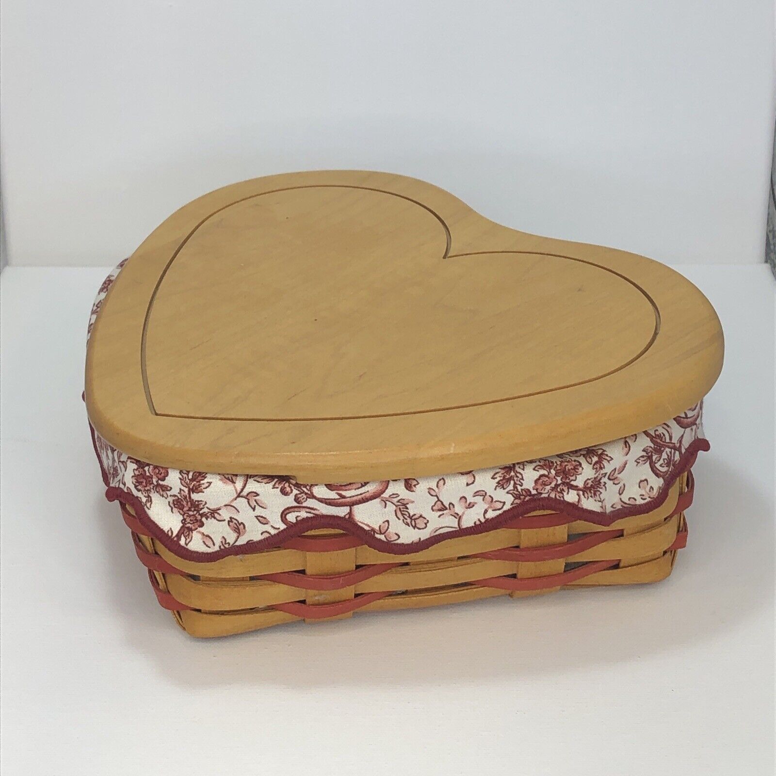 Longaberger Love Letters Heart Basket 1999 Combo w/Lid/Fabric Liner/Protector
