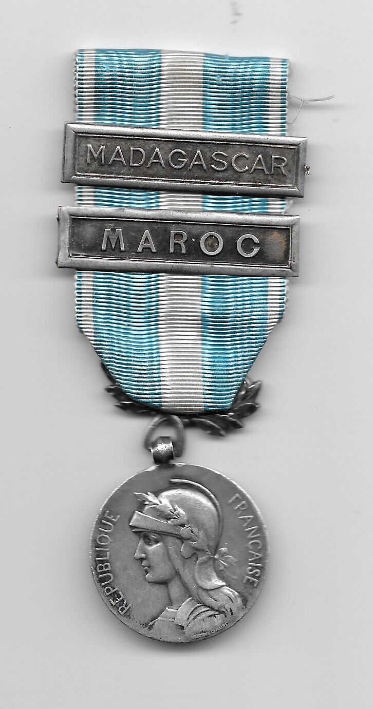 VINTIAGE Colonial Medal with MADAGASCAR AND MAROC BARS