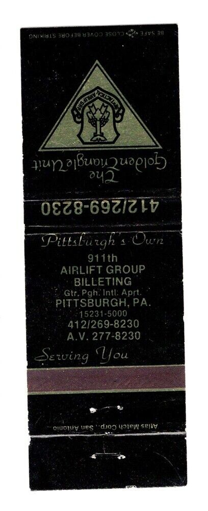 Matchbook: Air Force - 911th Airlift Group Billeting, Pittsburgh