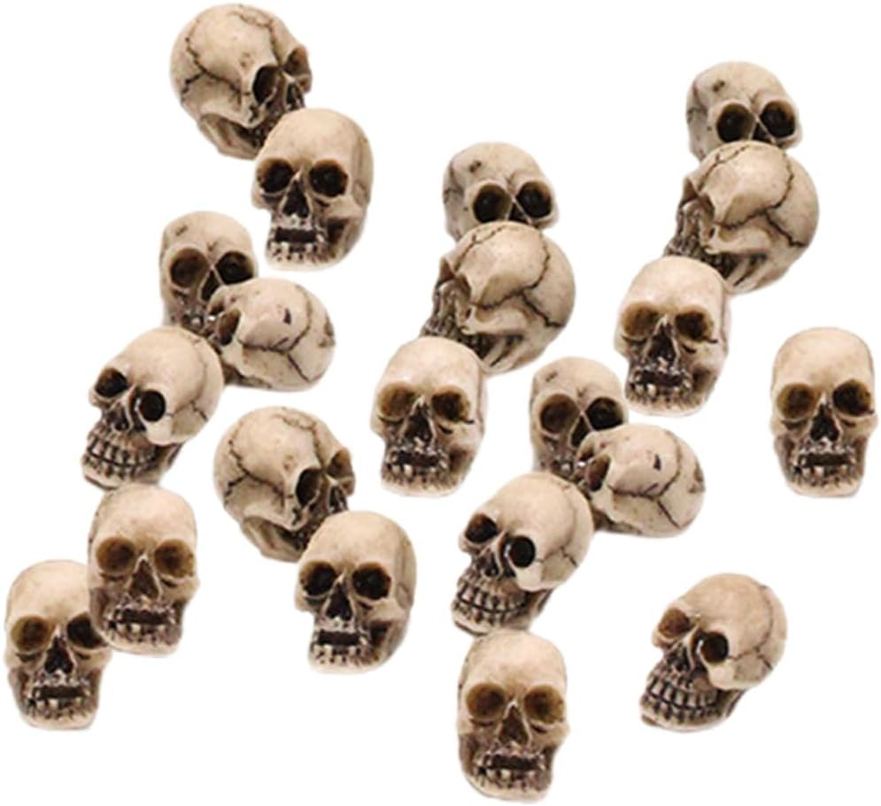 20Pcs Halloween Skull Decor Resin Mini Skulls Human Skeleton Skull Head for H...