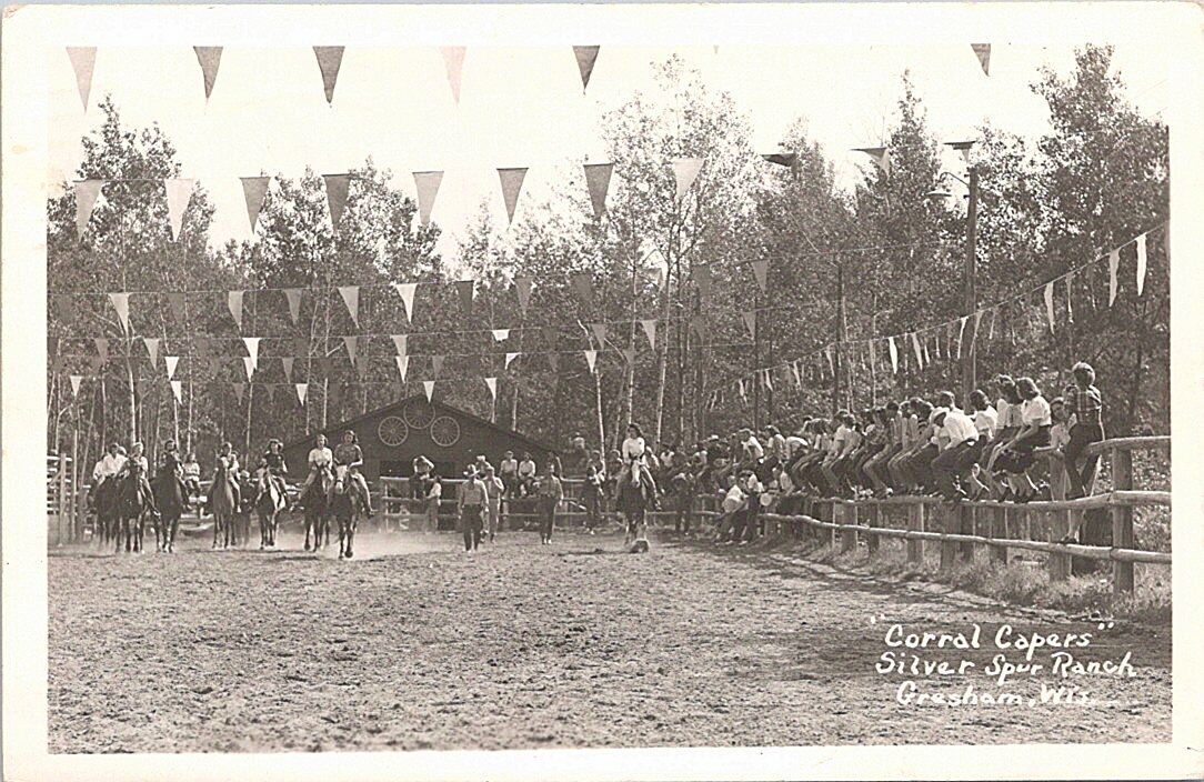 RPPC Gresham WI Horseback Riding Scene at Silver Spur Ranch 1953