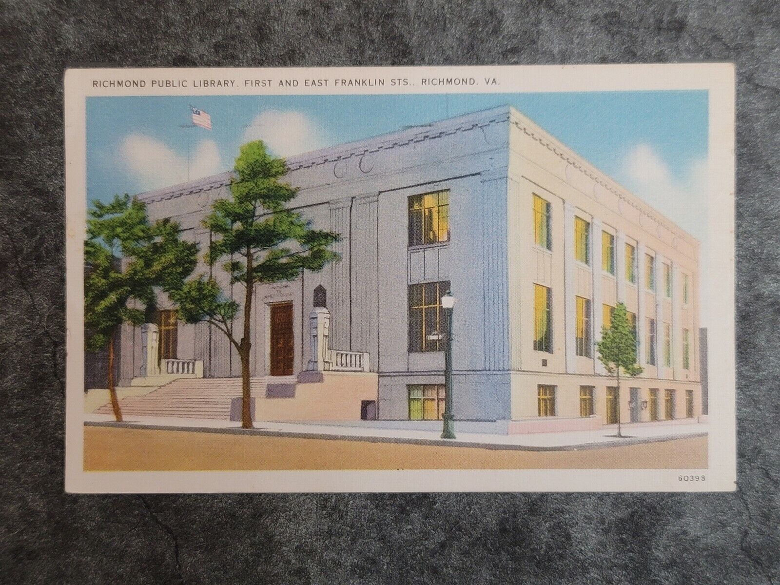 VTG c1939 Postcard Richmond Public Library First & East Franklin Sts Richmond VA