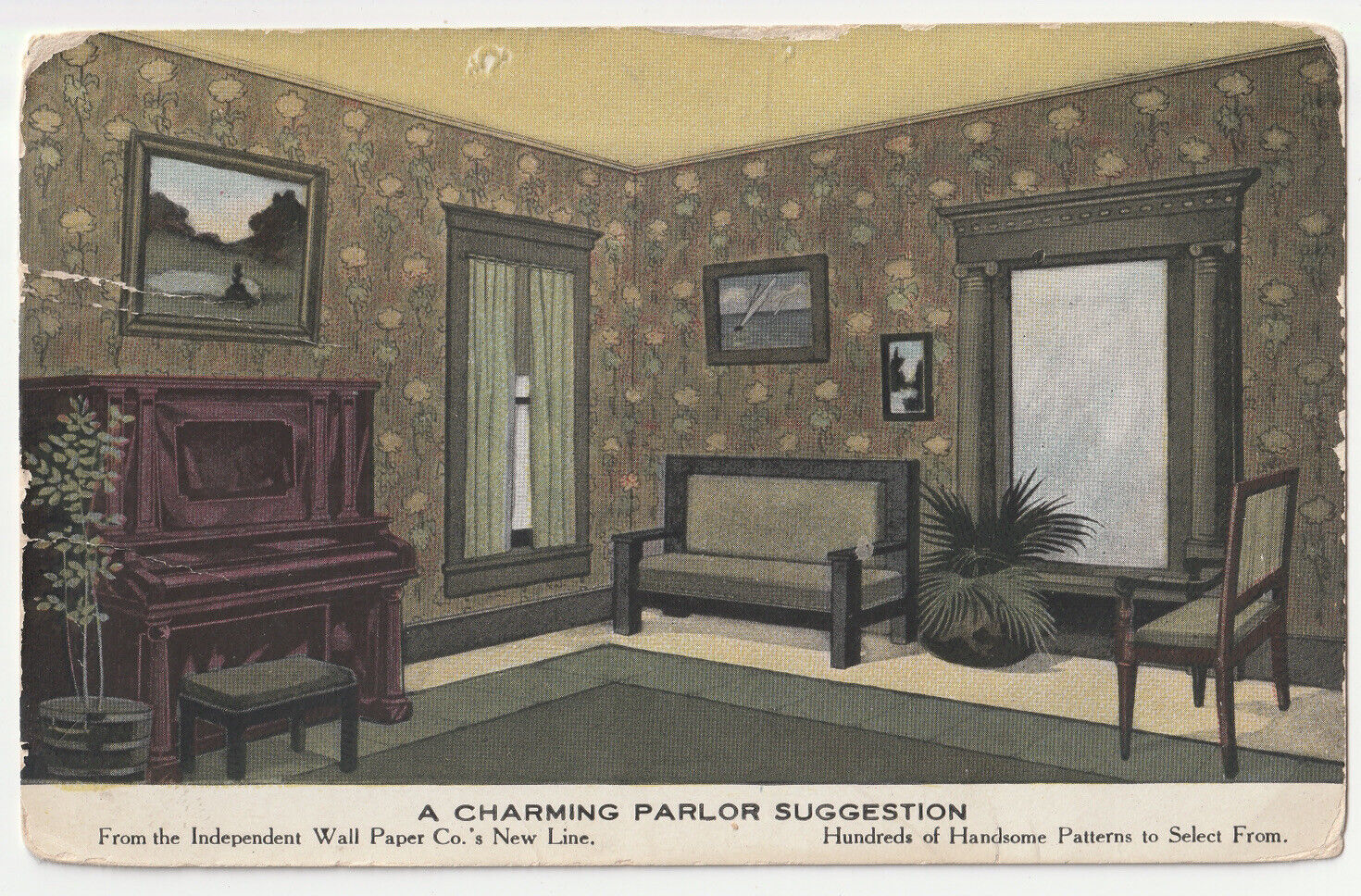 c1900s 1908 Edwardian Wallpaper Company Promotional Advertisement Postcard