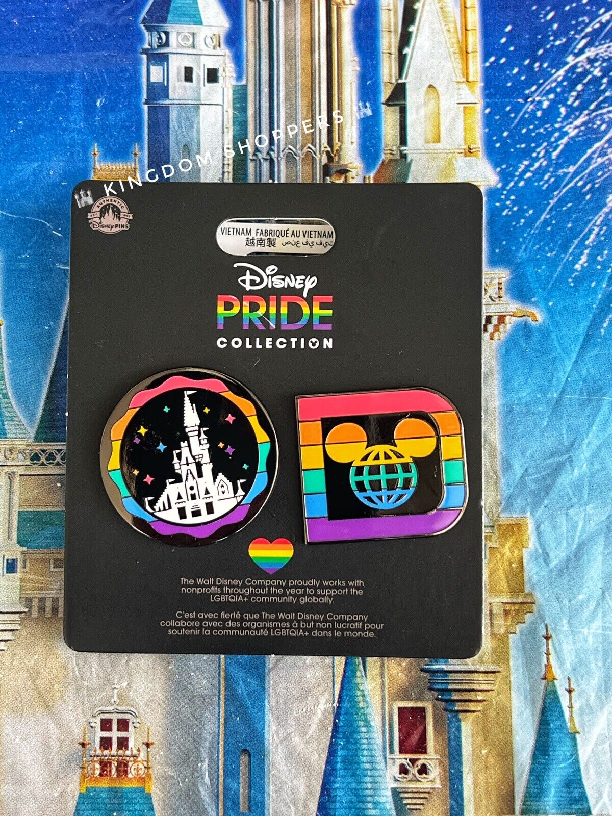 2024 Disney Parks Pride Collection Castle & Mickey Mouse Rainbow OE 2 Pin Set