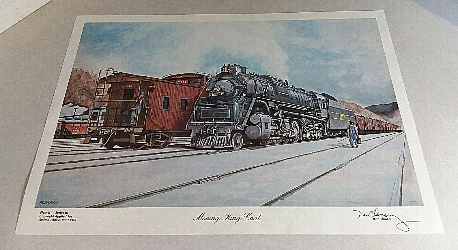 VINTAGE 1978 RON FLANARY MOVING KING COAL TRAIN PRINT LIMITED EDITION