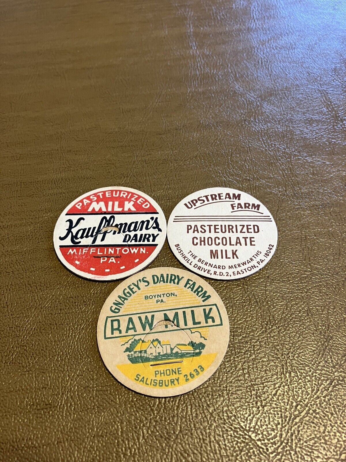 Lot of 3 Pennsylvania Milk Caps 