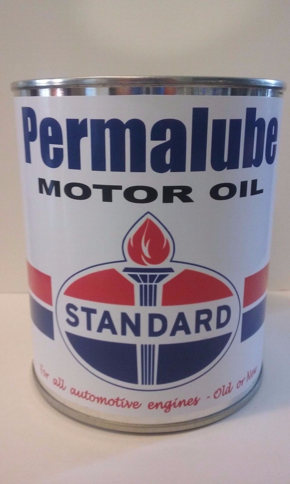 Vintage Standard Oil Permalube Can 1 qt. -  ( Reproduction Tin Collectible )  